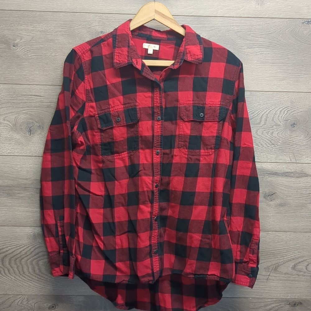Northcrest Outdoor Buffalo Plaid Button Top Women's Size XL